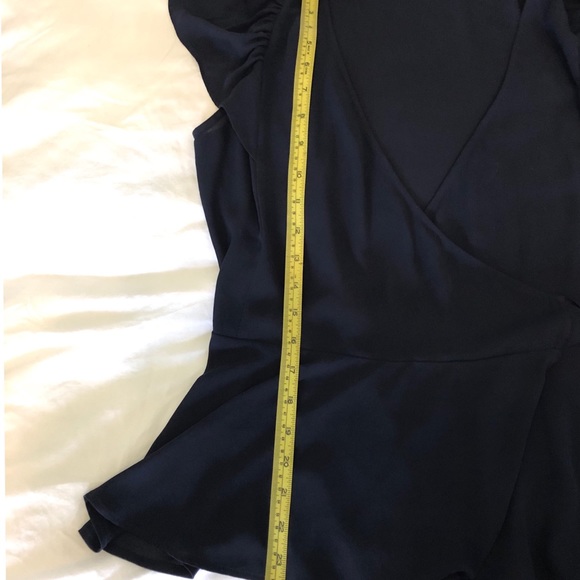 ❌Sold❌ Navy blue LOFT flutter sleeve wrap top - Picture 6 of 8